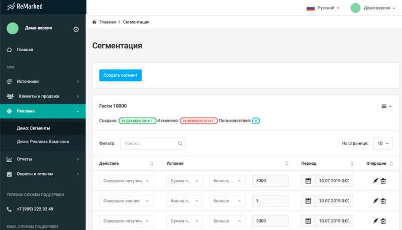 Сегменты для рекламы