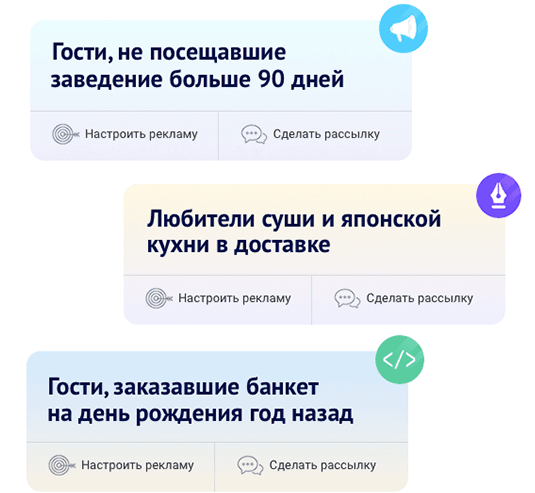 Создает сегменты гостей для рекламы